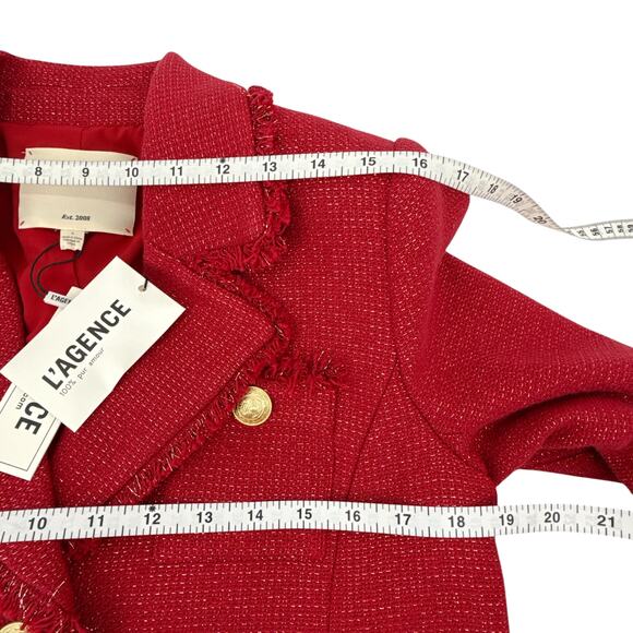 L'AGENCE Sylvia Collared Jacket in Garnet Red & Copper 4 - Picture 11 of 13